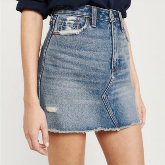 Abercrombie & Fitch Dresses & Skirts - Abercrombie and Fitch Zoe Natural Rise Vintage Distressed Mini Jean Skirt